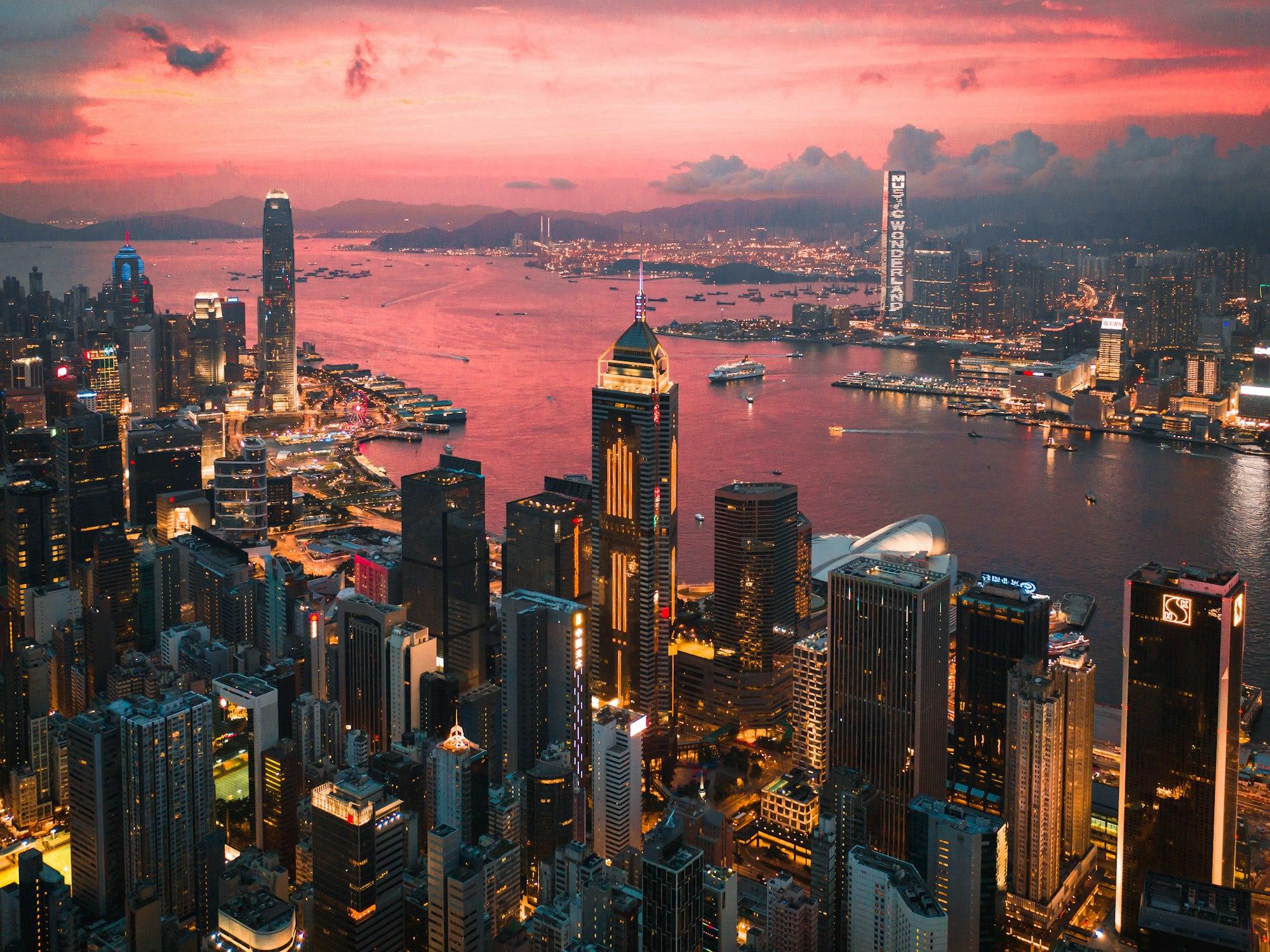 Hong Kong skyline over Victoria Harbour
